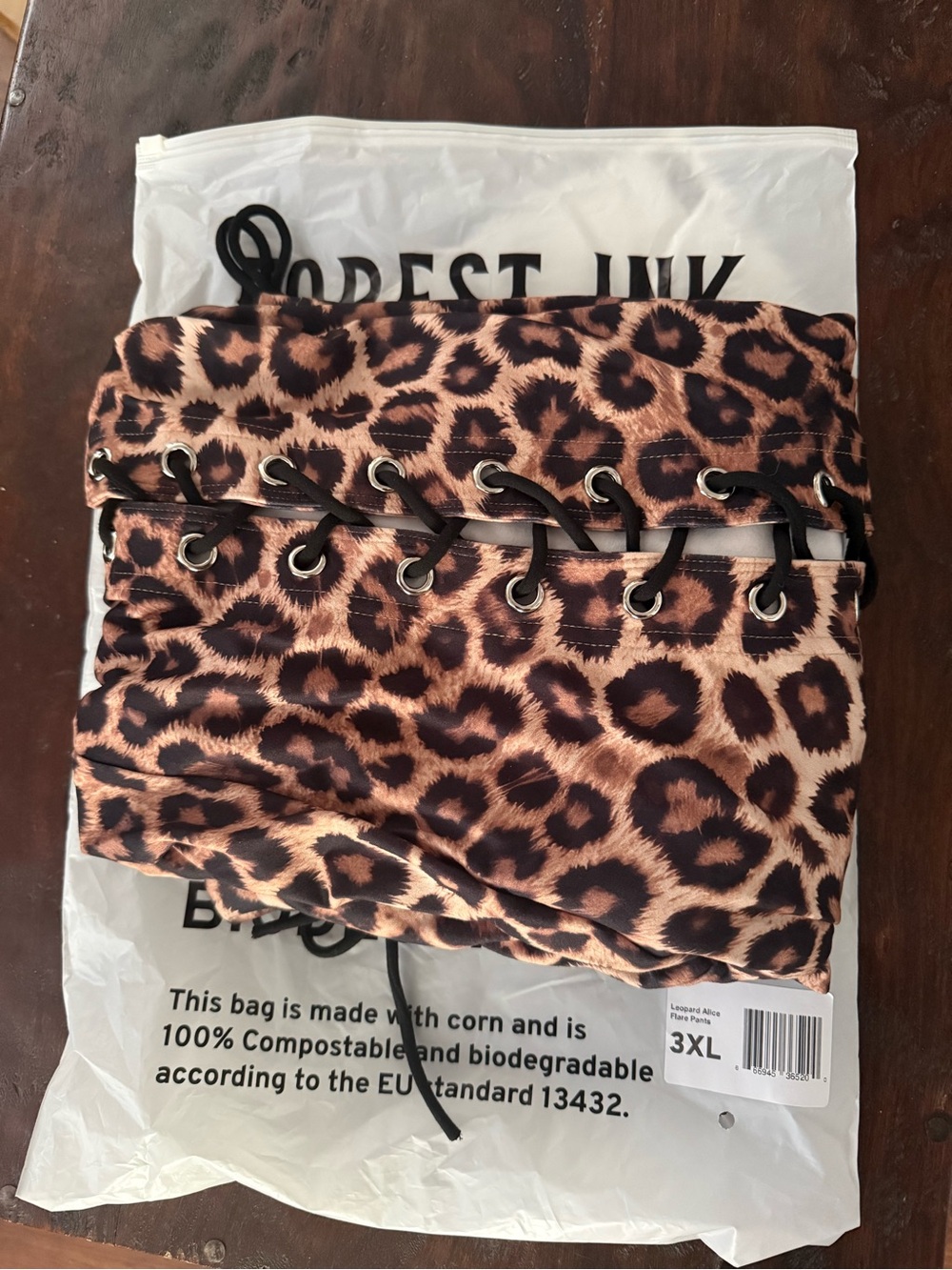 Forest Ink Leopard Lace-Up Flared Pants - Picture 5 of 6